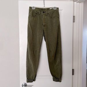 Rag and Bone military green joggers, size 27.